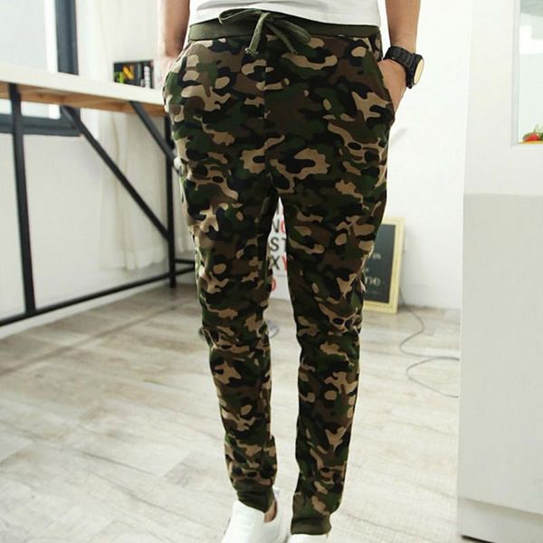 

mens jogger autumn pencil harem pants men camouflage military loose comfortable cargo trousers camo joggers men's, Black