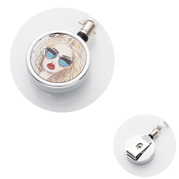 

40mm sublimation blank retractable lanyard name tag for party favor card badge reel holder diy heat transfer print metal clip