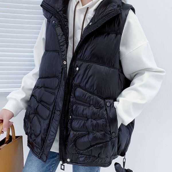 

down cotton vest women's version loose winter large waistcoat thickened short coat fashion, White