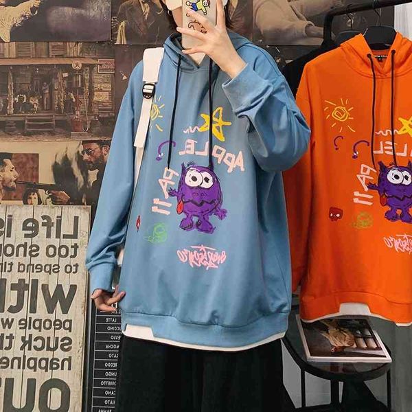 

long sleeve t-shirt men's 2021 new trend hip hop young students' loose and bottom pair sweater, Black