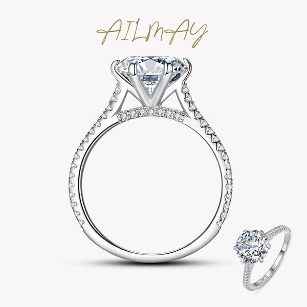 

cluster rings ailmay 100% 925 sterling silver round ten hearts arrow cz ring exquisite luxury for women wedding statement band fine jewelry, Golden;silver