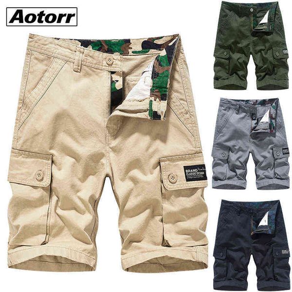 Pantaloncini cargo mimetici alta Qunlity Uomo Pantaloni tattici militari nuovi Pantaloni larghi multitasche in cotone da spiaggia Abiti maschili 220312