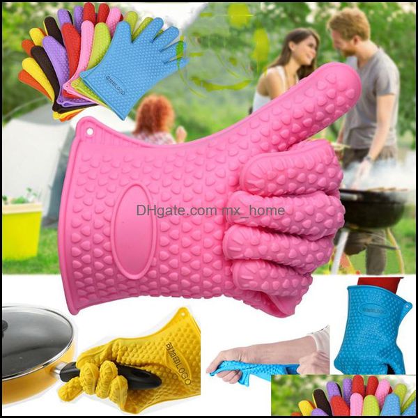 Backgeschirr Küche, Esszimmer Bar Hausgarten Sile Mikrowelle Hochtemperatur Hitzebeständiger Handschuh Rutschfeste Ofenhandschuhe Grillhandschuhe Küche Bake