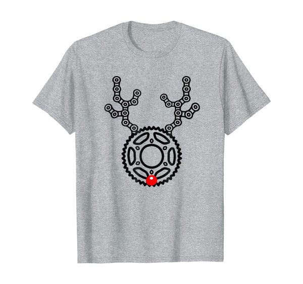 

bicycle chain and chainring reindeer t-shirt cyclist gifts, White;black