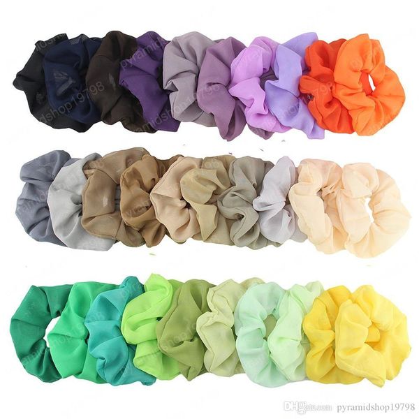 

women chiffon flower hair scrunchies bow ponytail holder including colors, Slivery;white