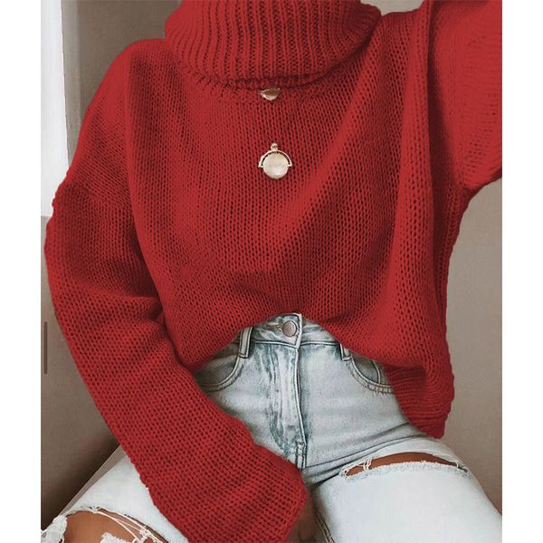 

fall/winter turtleneck sweater commuter ol plus size round open back collar long sleeve women, White;black