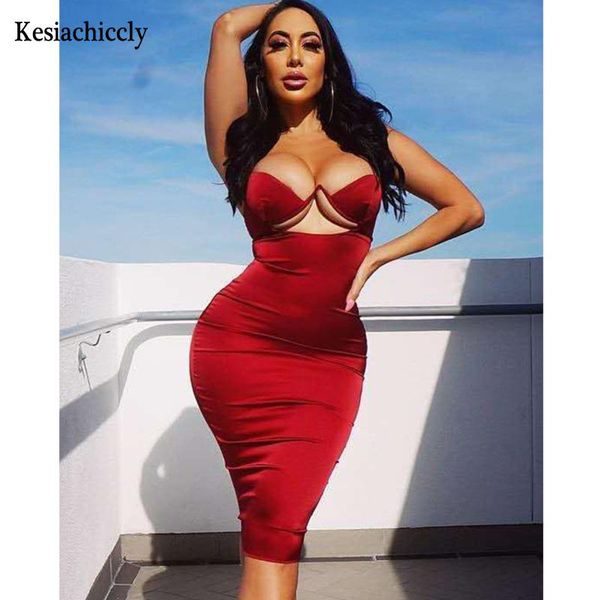 

kesiachiccly hollow out dress women summer spaghetti straps birthday party bodycon knee-length slim satin white casual dresses, Black;gray