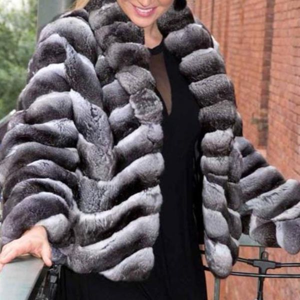 

women's fur & faux coat jacket real women winter warm fashion overcoat high quality, Black