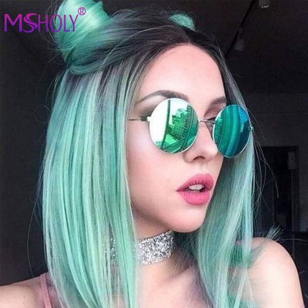 

short straight bob wig for women synthetic bob wigs red green purple pink ombre hair wig high temperature cosplay wig msholy, Black