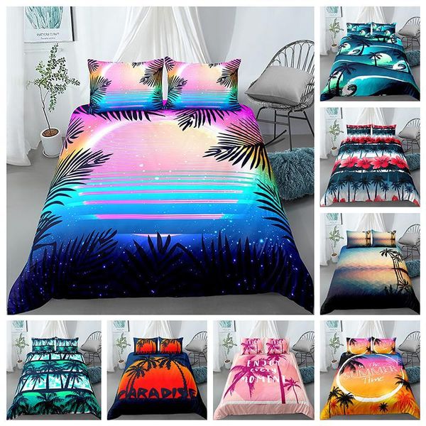 

tropical coconut tree bedding set sunset sunrise twin size duvet cover pillowcase king  bed sets 2 or 3pcs
