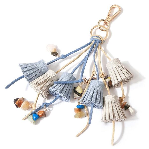 

keychains bohemia keychain natural stone beads /crystal / tassel alloy key chain for women girl bag fashion jewelry, Silver