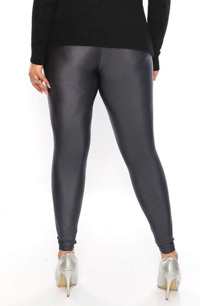 

women's leggings angelino bÃ¼yÃ¼k beden esnek parlak pantolon, Black