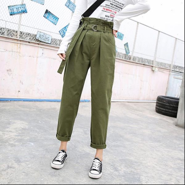 

white women pant green belt trousers casual pants female work high waist suit straight sash patalon bottom, Black;white