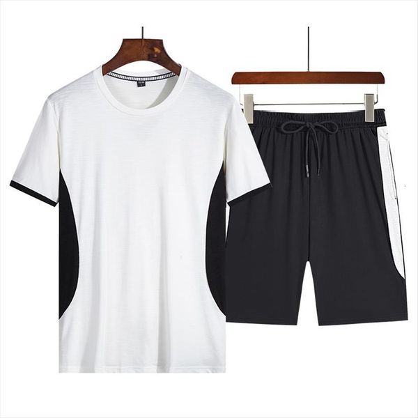 

summer sweatwear casual sport men tracksuit suit sets short sleeve tee shirts shorts simple breathable loose clothing, Gray