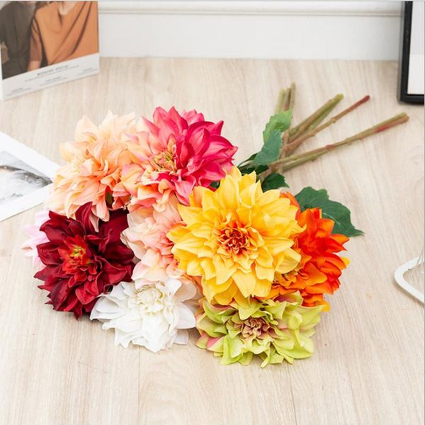 

decorative flowers & wreaths 62cm artificial single dahlia flower arrangement diy home el party wedding decoration pography props valentine&