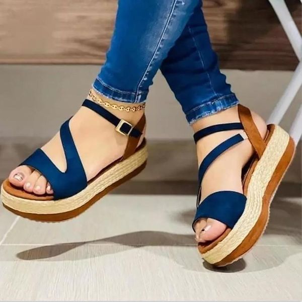 

summer women sandals wedges platform shoes ladies casual girls slip on strap cross sandalias de mujer, Black