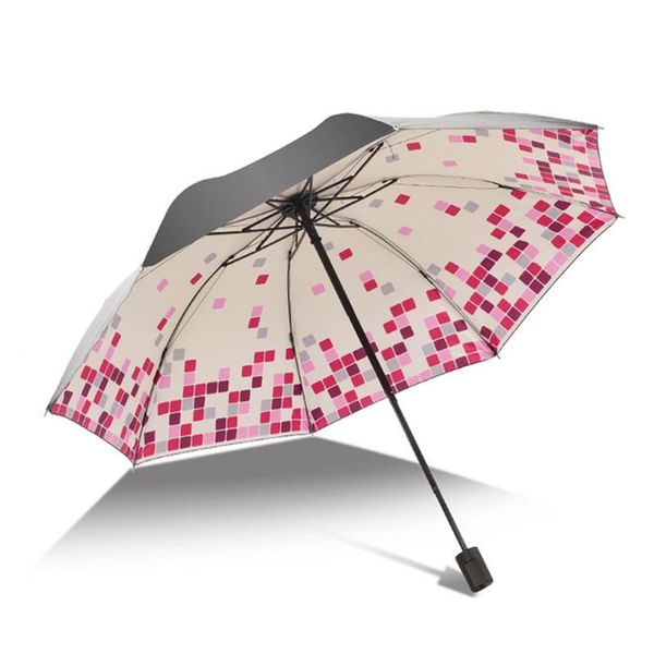 

umbrellas creative female sun umbrella small black tri-fold parasol folding rain advertising