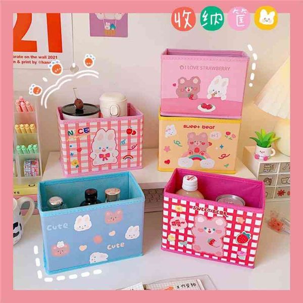 

korean bear rabbit makeup organizer for cosmetic storage box home organizer deskjewelry nail makeup drawer container bag