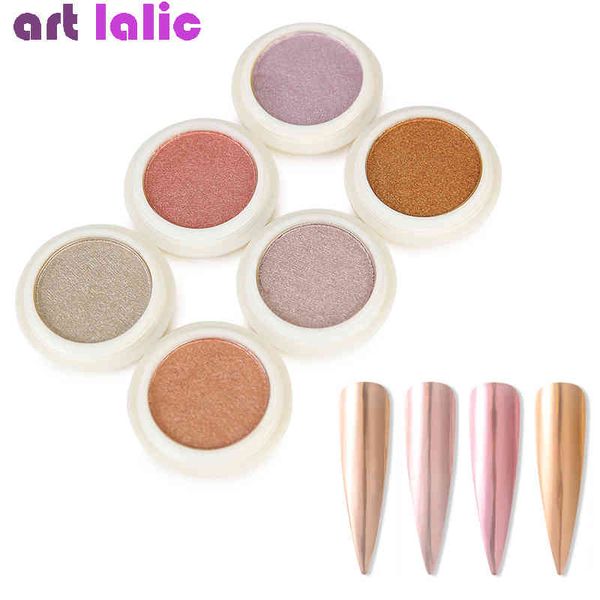 

6 colors/set mirror laser glitter solid powders aurora effect nail art chrome pigment dust diy design decoration, Silver;gold