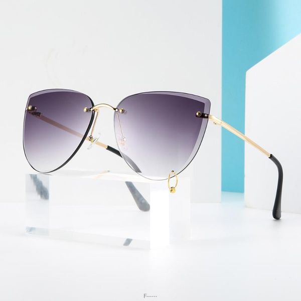 

cute sunglases retro cat sunglasses women metal triangle vintag clear lens sun glasses female fml, White;black