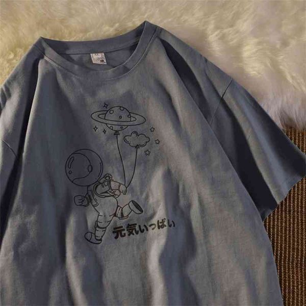 

women's t-shirt t shirt cotton short summer wear 2021 korean ins fashion harajuku style astronaut loose half sleeve upper garment 9zxi, White