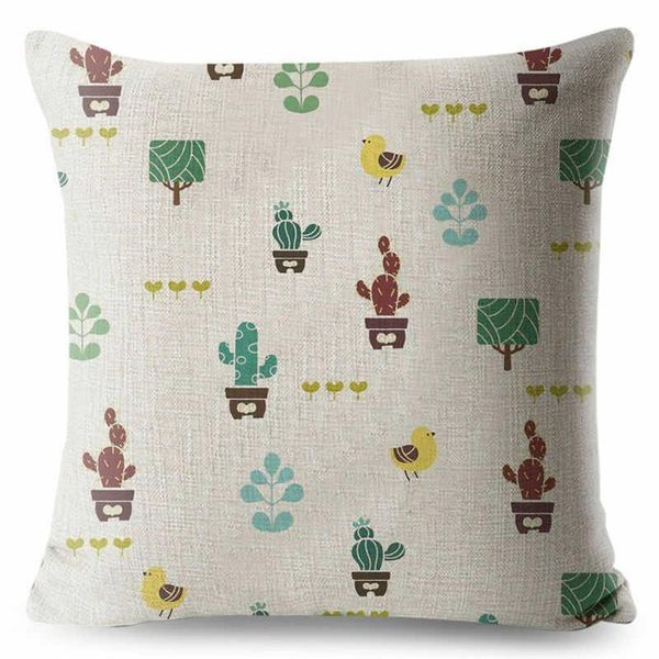 

printed cartoon plant cactus square cove pillow decorative case cushion cushion/decorative