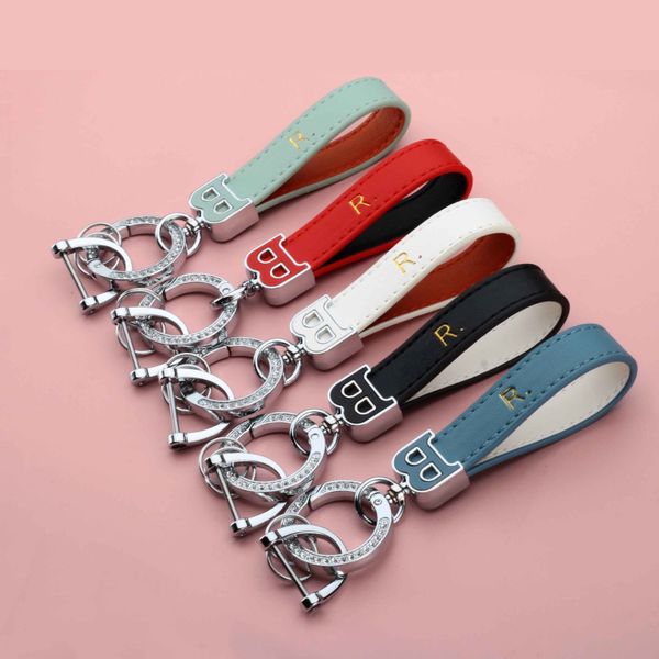 

ins style couple's colorful leather keychain zinc alloy car key decorate chain rings, Silver