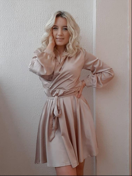 

women dresses v neck satin mini dress a line sashes autumn spring party lantern sleeve elegant trendy, Black;gray