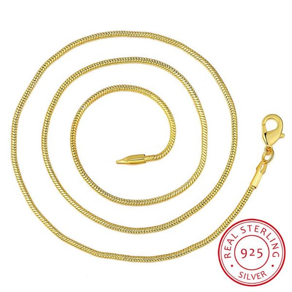 

chains 10pcs/lot wholesale fashion golden necklace chains,2mm 925 sterling silver snake chain 16"-30",pick length