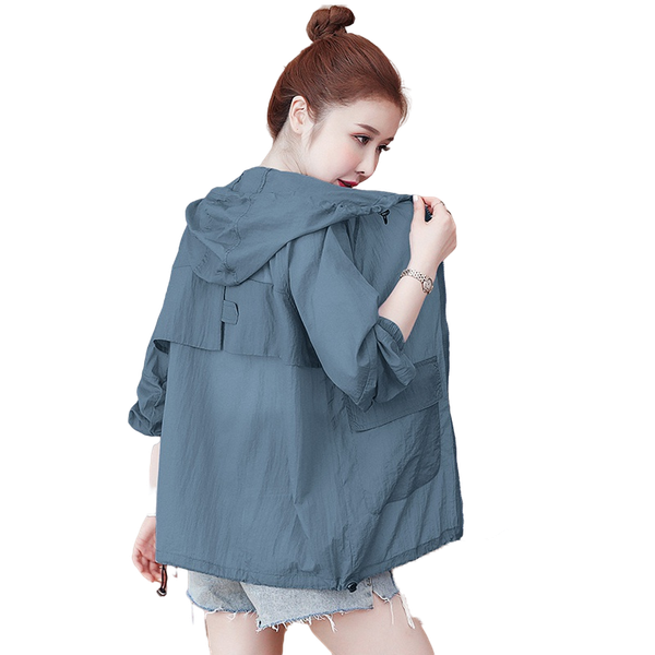 

women's trench coats lady long-sleeved sun protection 2021 fashion summer women anti-ultraviolet breathable thin short jacket, Tan;black