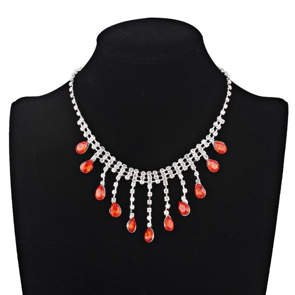 

pendant necklaces fashion romantic woman 3 color shiny crystal droplets necklace female personality jewelry gift 2021, Silver