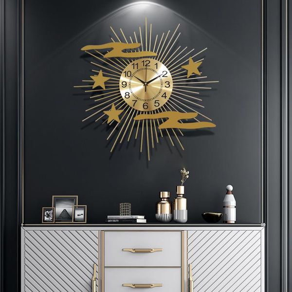 

wall clocks elegant nordic clock metal gold creativity light luxury modern design horloge hanging decor dk50wc