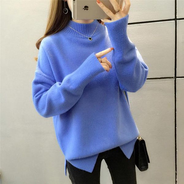 

women's sweaters 2021 autumn and winter ladies fashion loose short section thickening bottoming sweater, White;black