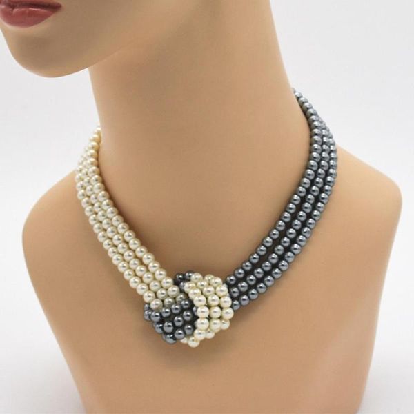 

chains fashion necklace single pearl chain female decoration, Silver