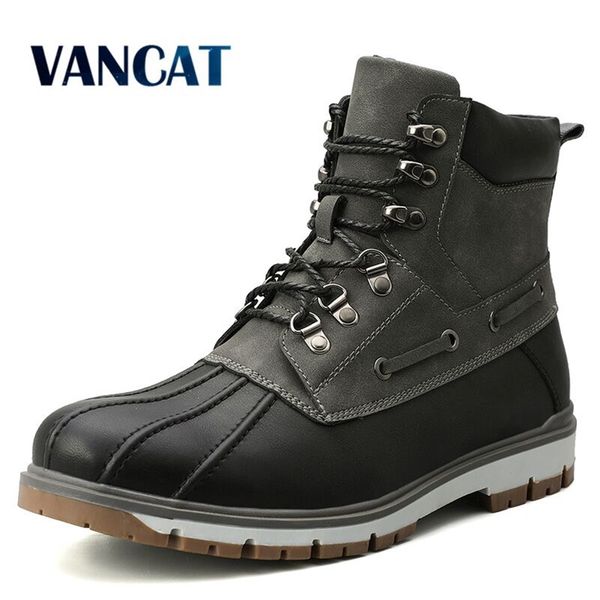 

brand winter men's boots thick plush warm snow lace-up men ankle outdoor waterproof motorcycle 38-47 211023, Black