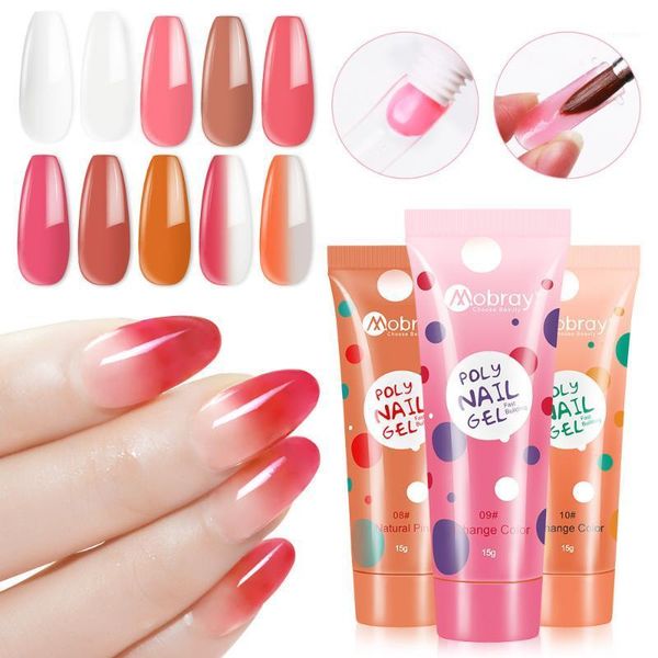 

nails builder-gel luminous extend glue polish crystal slip-solution acrylic-gel nail quick-extension 15ml temperature change gel1, Red;pink