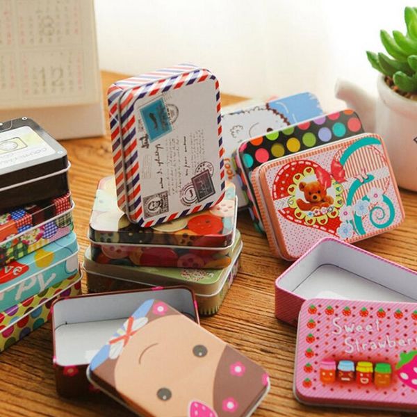 

gift wrap 9cmx6.5cmx2.5cm 20 patterns cartoon tin metal box case home storage organizer for jewelry kids toy supplies