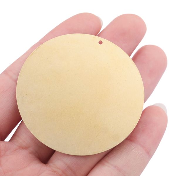 

5pcs raw brass 55mm metal round stamping blank disc dog tags charms for jewelry making pendant necklace findings crafts, Bronze;silver