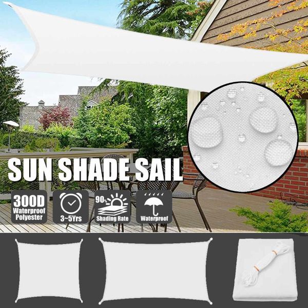 

shade 300d waterproof sun-shelter sun sail outdoor garden terrace canopy swimming yard beach car awning white