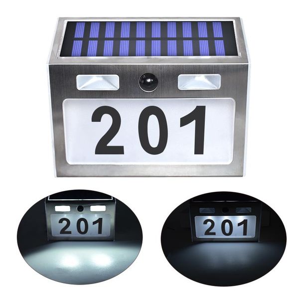 

solar lamps powered led house address number stainless steel doorplate light with motion sensor for garden home yard door