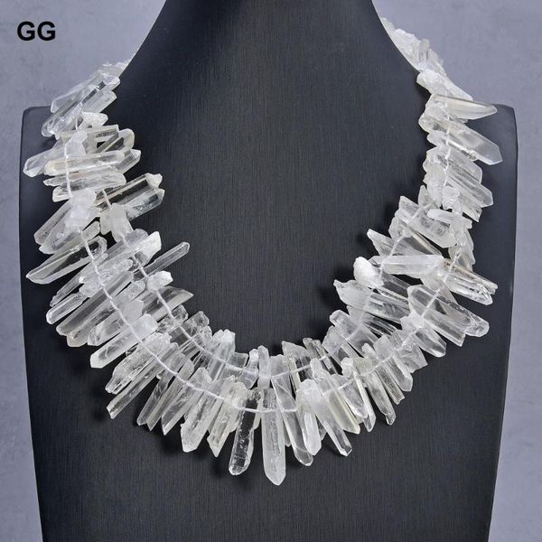 

chains jk 2 strands white crystal natural clear quartz necklace for women, Silver