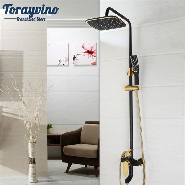 

torayvino bathroom luxury oil rubbed bronze with some golden polished shower faucet set bathtub mixer wall mounted sets