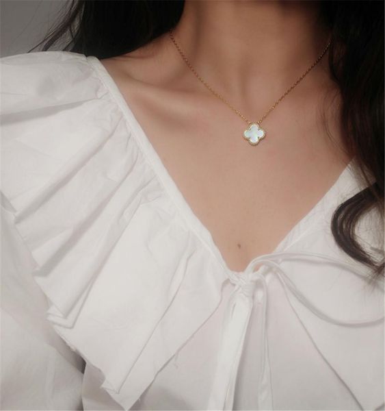 

fashion agate 4/four leaf clover long flowers pendant necklace malachite chain for women&girls valentine's mother's day engagement, Silver