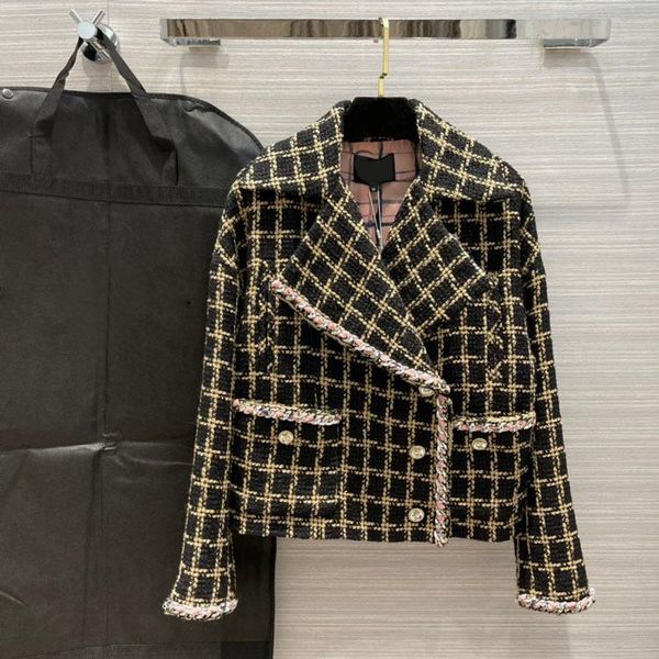

streetwear retro plaid jackets for women spring fall 2021 high-end brand lapel long sleeve office lady fashion women's, Black;brown