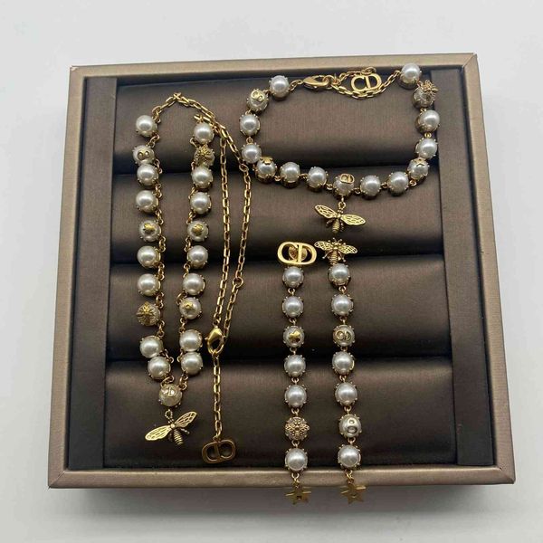 

design jewelry used bee pearl long earrings female alphanumeric star elegant necklace bracelet, Golden