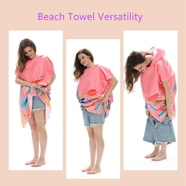 

towel compressed beach pink hooded towels robe quick-dry sport surf poncho bathrobe