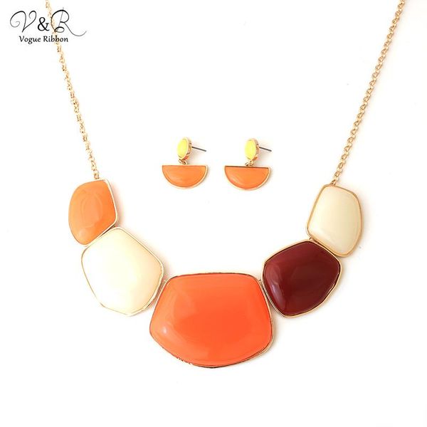 

earrings & necklace arrival colorful resin drop tassel earring and beaded pendent gold chain small for lady, Silver