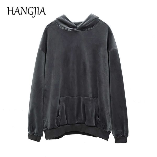 

oversized streetwear velour hoodies hip hop mens velvet hooded sweatshirt autumn and winter warm fleece hoodies men clothes c0607, Black