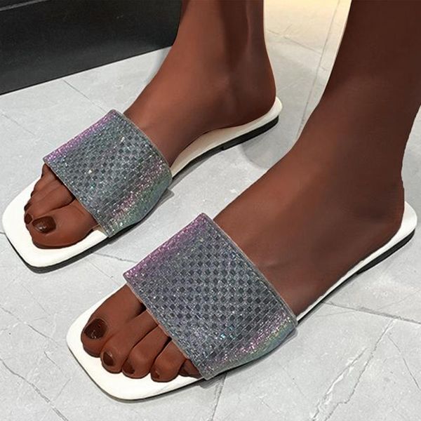 

soft leather slippers women summer square toe slides 2021 flat heels beach casual shoes woman outdoor sandals flip flops, Black