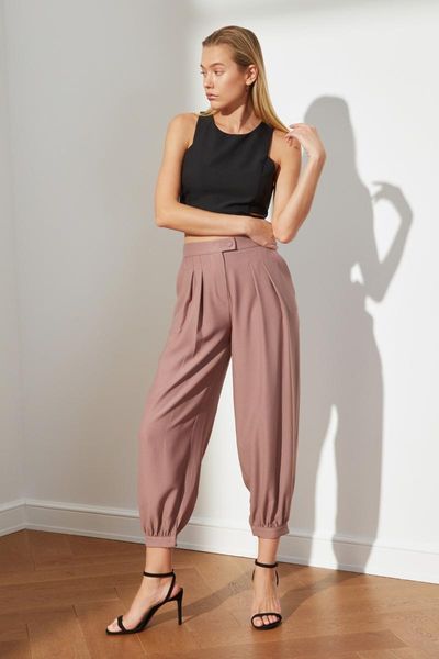 

women's pants & capris trendyol pettitoes shirred twoss21pl0614, Black;white